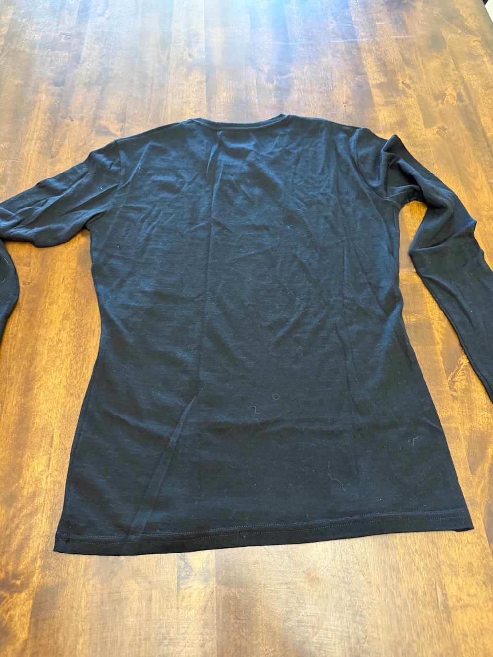 Women’s Merino Tech Superfine Wool Black Medium Thermal Shirt Long Sleeve - Picture 6 of 7